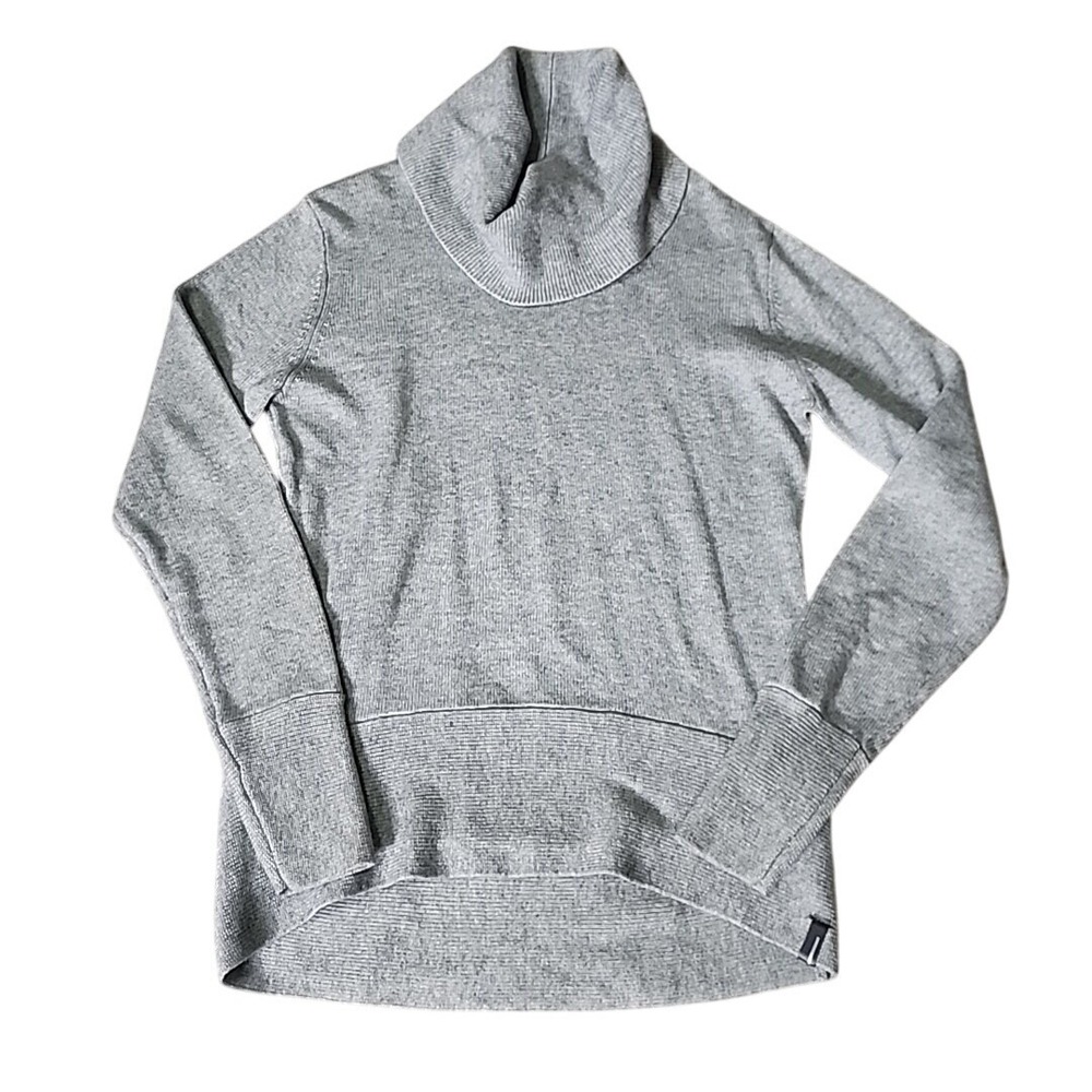 Mondetta Cowl Neck Sweater Large Gray Wool Blend Long Sleeve Thumbholes Neutral
